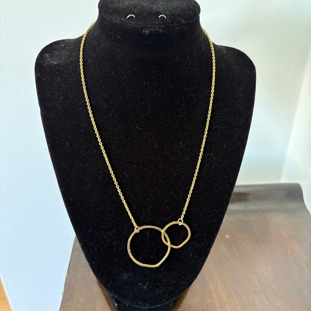 Gold tone circle necklace. 18 in. Large small circle. Free w/ another purchase